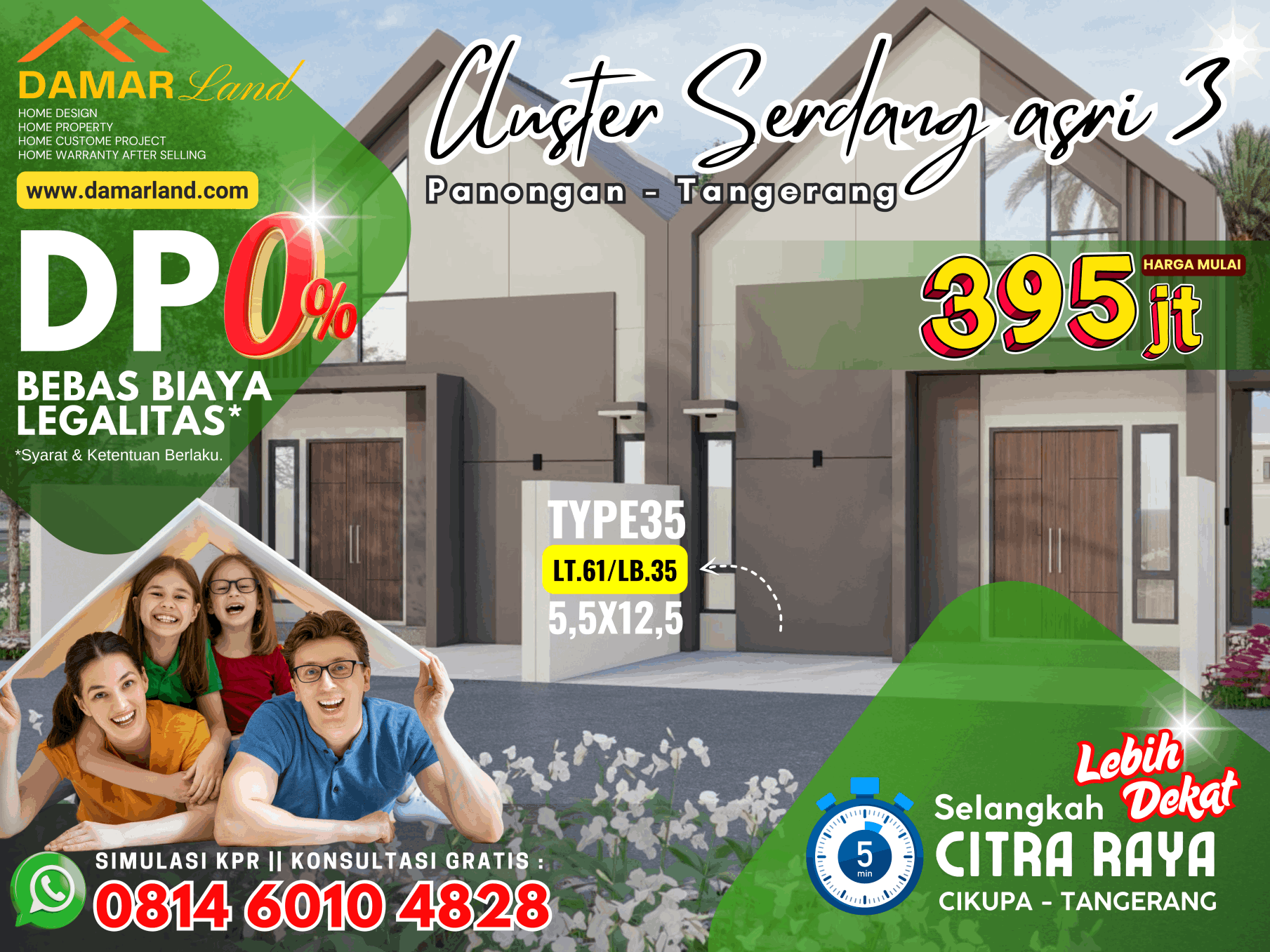 Serdang Asri 03 — tipe 35, lantai 1 — tampak depan