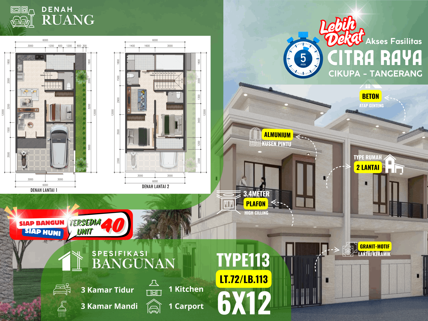 Serdang Asri 03 — tipe 113, lantai 2 — tampak belakang